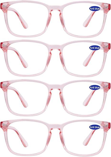 WEMOOTANS 4 Packs Blue Light Reading Glasses for Women 1.5 Pink Readers 1.50 Cute Pink*4