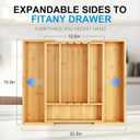 Bamboo Expandable Silverware Organizer - Adjustable Cutlery Tray with 3 Removable Dividers & 5 Tracks, Drawer Organizer for Utensils, Stationery, Tools (12.6" to 20.5")