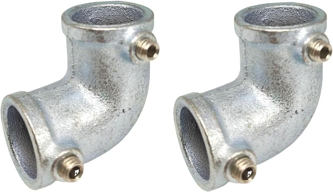 2 Pcs Galvanized Pipe Fittings, 90 Degree L Tube Connector Fit for 1 Inch(25.4 mm) OD Steel Pipe, Structural Elbow Joint Between Two Pipes Connector, Cast Iron
