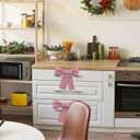 Hungdao 2 Pcs Christmas Kitchen Towels Bows Decor Christmas Decorative Dish Hand Towels Red and White Stripes Cabinet Bows for Xmas Bathroom and Kitchen Decor