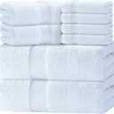 Luxury White Bath Towel Set of 8 Pieces - 100% Turkish Cotton Highly Absorbent Towels for Bathroom, 2 Luxury Bath Towels 700GSM, 2 Hand Towels, 4 Washcloths