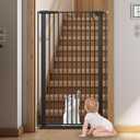 51.18" Extra Tall Cat Gate for Doorway,29.5"- 32.6" Wide Auto Close Tall Pet Gate No Drilling Pressure Mounted for Hallway Kitchen,Black