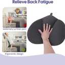 Lumbar Support Pillow for Recliner, Back Support Pillow for Office Chair, Back Cushion with Shredded Foam for Back Pain Relief & Reading, Lumbar Cushions for Couch, Sofa Seat, Car, Grey
