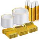 WELLIFE 600 PCS Gold & White Disposable Dinnerware Set for 100 Guests White Plastic Plates with Gold Rim, Dinner & Salad Plates, Cups, Forks, Knives & Spoons for Weddings & Elegant Events