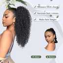 Alebery 20 Inch Drawstring Ponytail Extension for Black Women Deep Curly Ponytail Extension Synthetic Mixed with Human Hair Hairpieces Afro Kinky Curly Pony Tail for Daily Use (Black)
