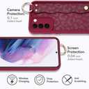 MOWIME Compatible with Samsung Galaxy S21 Case with Wrist Strap, Cheetah Print Shockproof Soft TPU Protective for Women Girls, Slim Anti Scratch Case for Galaxy S21 6.2 Inch, Wine Red