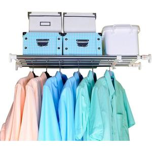 BAOYOUNI Tension Closet Shelf, Adjustable Storage Rack Separator Wardrobe Cupboard Divider Organizer Rod for Kitchen Bathroom Bedroom, 23.62-39.37 Inch
