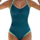 BMJL Swimsuit for Women Tummy Control Cross Back One Piece Bathing Suits Full Coverage Swim Suits 2026, S,Blue Green