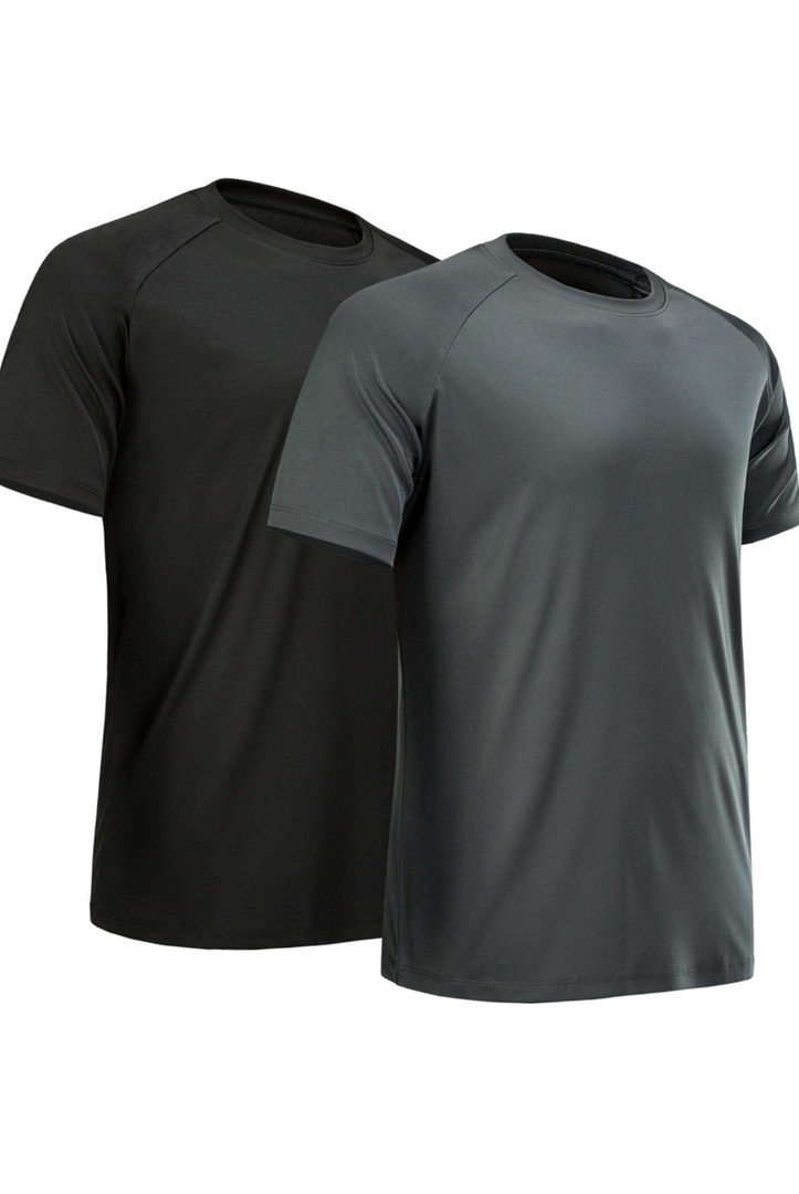 Workout Shirts for Men Short Sleeve Quick Dry Athletic Gym Active T Shirt Moisture Wicking, L
