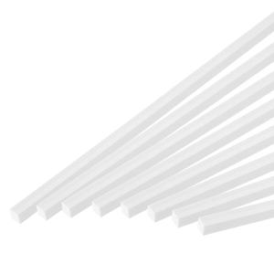 MECCANIXITY 10Pcs ABS Plastic Rod Square Solid Bar 5/16" x 10" White Smooth Plastic Tube Rods for Handwork Model Material, DIY Sand Table, Architectural Model Making