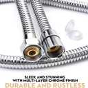 Blissland Shower Hose Extra Long 118 Inches Brushed Chrome Handheld Shower Head Hose with Brass Insert and Nut - Lightweight and Flexible