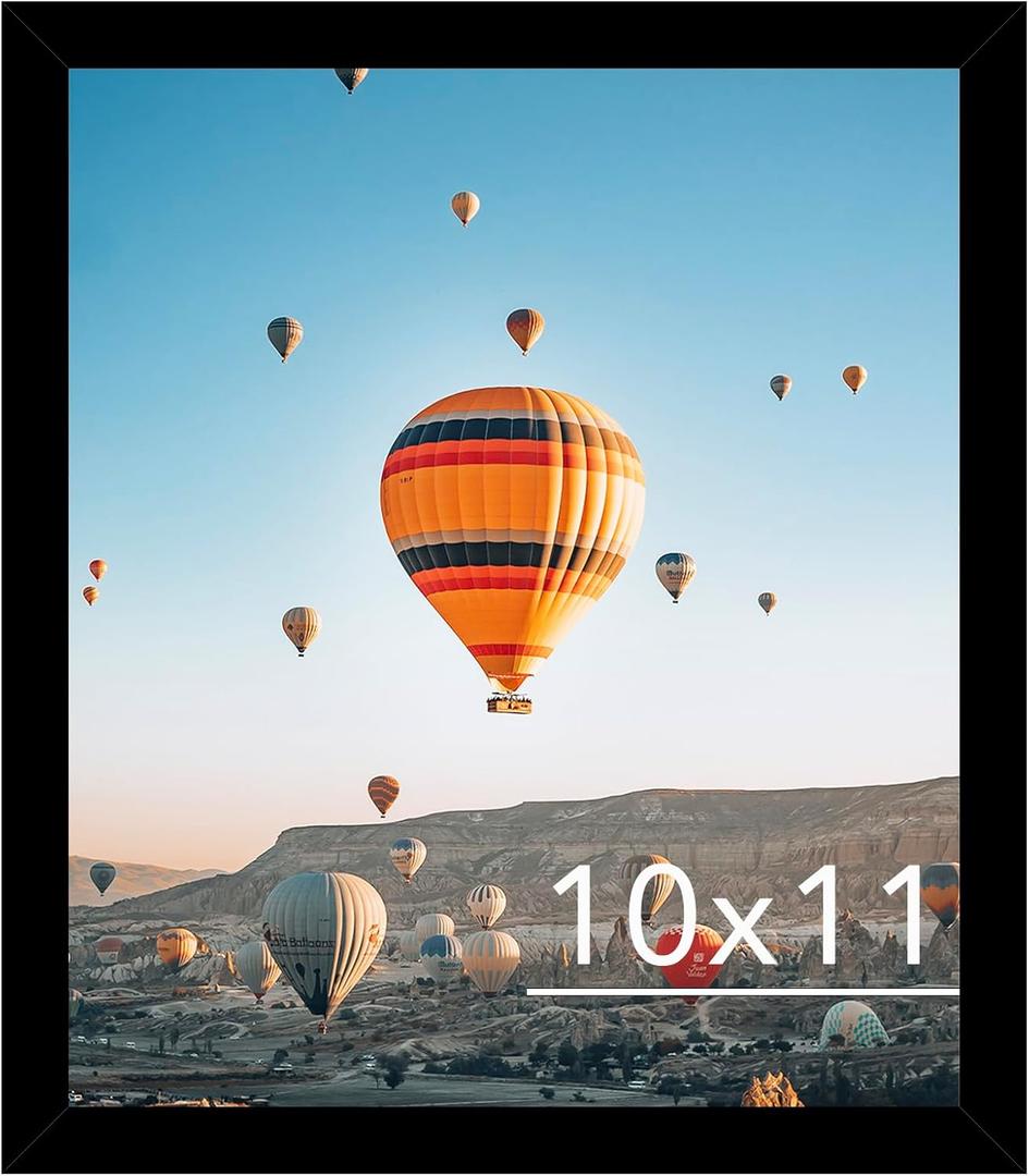 10x11 Picture Frame Black for Wall Hanging, Wall Mounting Horizontally or Vertically, 10 x 11 Wall Gallery Poster Photo Frame with Shatter Resistant Plexiglass, Black