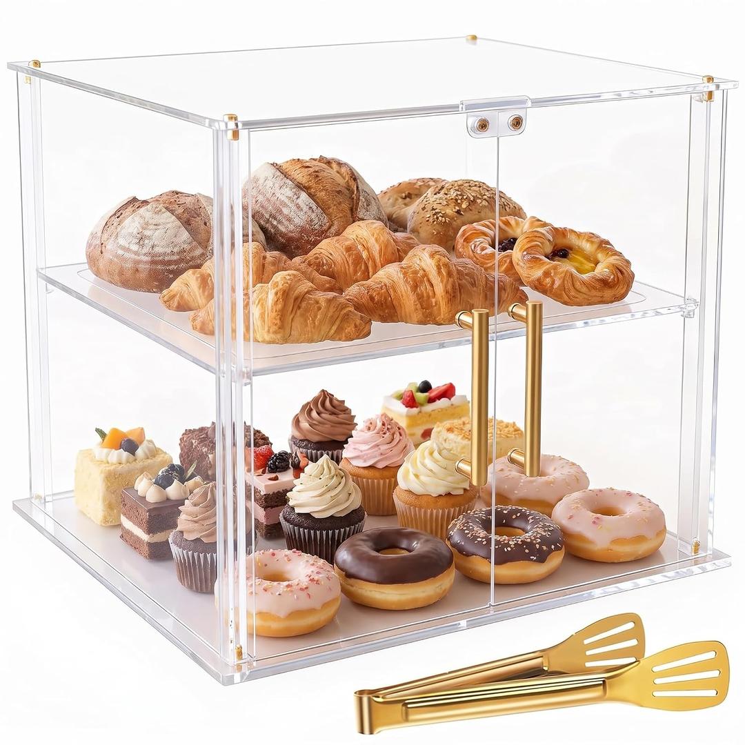 2-Tier Pastry Display Case, Countertop Acrylic Bakery Display Case