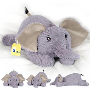 PEACH CAT 25.6 inch 5 lbs Elephant Weighted Stuffed Animals Realistic Elephant Plush Large Plushies Toys Body Pillow Gifts for Kids Adults