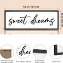 Sweet Dreams Wall Decor Above Bed 42''×15'' Large Bedroom Sign Farmhouse Bedroom Wall Sign Wood Framed Guest Room Decor Master Bedroom Wall Decoration (Black)