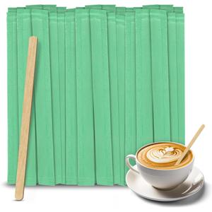 1000 Pack 5.5 Inch Natural Wood Coffee Stir Sticks Individually Wrapped - Wooden Disposable Coffee Stirrers also for Tea, Cocktails & Beverages - Eco-Friendly Stirring Sticks