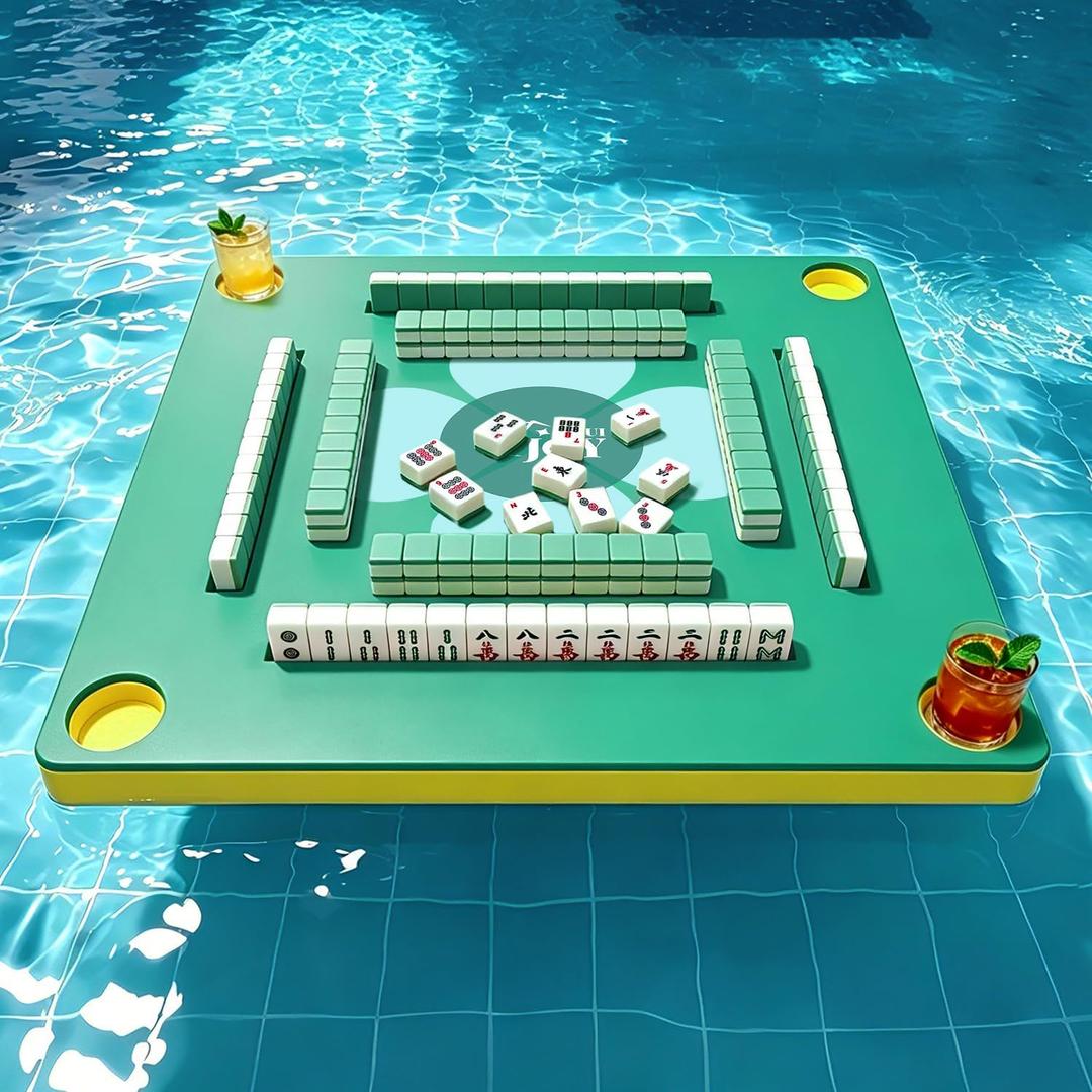 Floating Mahjong Table for Pool, No Assembly EVA Water Game Table Tray, Portable Swimming Pool Hot Tub Floating Board Game Table for Adults, Card Poker Domino Mahjong Game Summer Party Supplies
