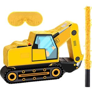 Aoriher Construction Dump Truck Piata with Blindfold and Bat Construction Party Supplies Tractor Excavator Piata for Kids Truck Birthday Decor(Excavator)