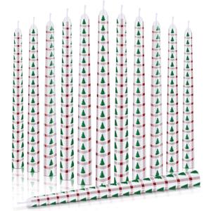 12 Pcs Christmas Tree Taper Candles Xmas Decor 10 Inch Tall Candles Set for Christmas Gift Xmas Dinner Party Table Decoration