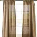 Valea Home Soft Burlap Look Natural Tan Rod Pocket Window Curtain Panels for Living Room, 37 inches x 72 inches, 1 Panel