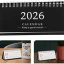 2026 Mini Calendar: Small Desktop Calendar 2025. 07-2026. 12, 18 Monthly Standing Flip Planner for Home School Office Organization Supplies, Black
