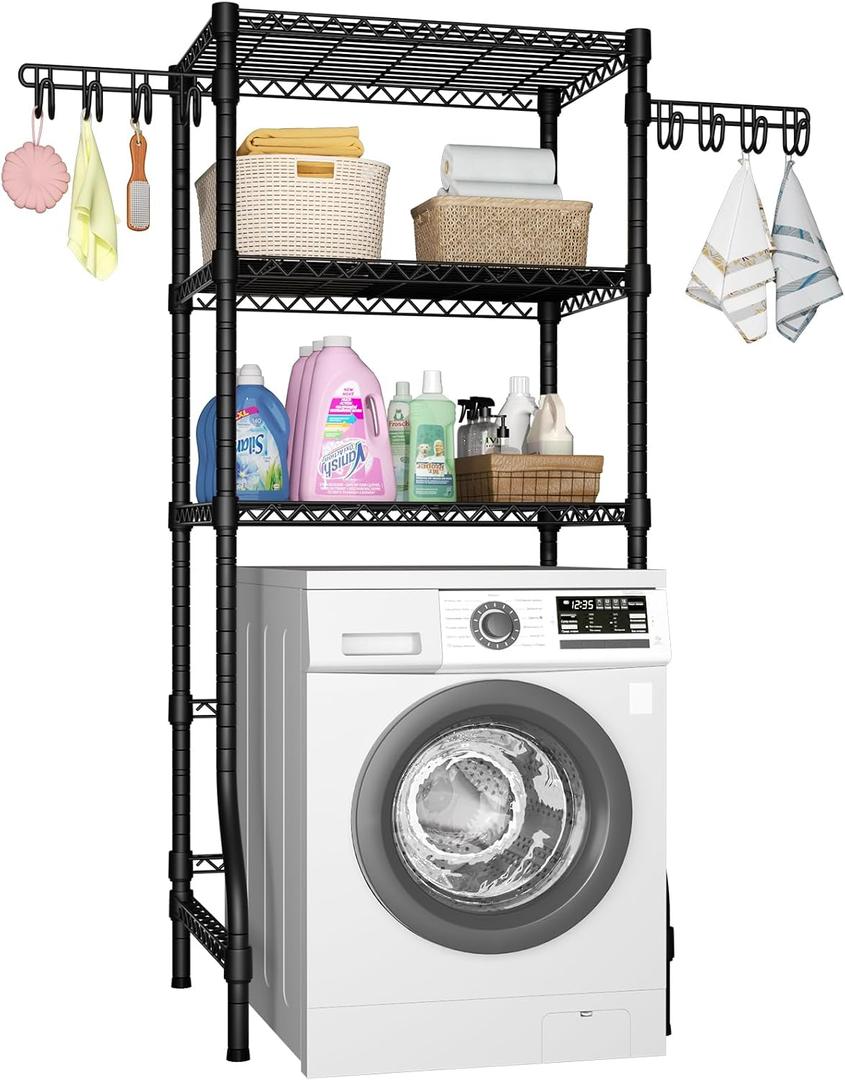 Ulif U8 Medium Laundry Room Storage Organizer, Over the Washer and Dryer Storage Shelves for Laundry Organization, 32.3W x 17.3D x 76.2H, Suit Washing Machine Width within 29.9, Hold 304 lb, Black