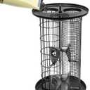3 in 1 Bird Feeder – Seed, Suet & Nut Hanging Garden Feeder with Easy Fill Top, 3 Section Large Capacity Wildlife Feeder, Durable Outdoor Black