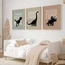 3Pcs Nursery Dinosaur Canvas Wall Art Bronto,Trike,T.rex Painting Picture Wall Decor Adorable Toddler Dino Poster Print Artwork for Kids Boys Room Nursery Classroom Playroom Home Decoration (1216in)