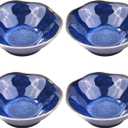Japanese Soy Sauce Dishes Blue Vintage Ceramic Dipping Sauce Bowl Set of 4 Asian Dipping Cups for Side Dishes Ice Cream Nuts Sushi