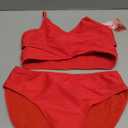 Kanu Surf Girls Coral Reef Beach Sport Wrap Around Bikini 2-Piece Swimsuit (16, Rib Solid Red)