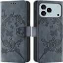 Wallet Case for iPhone 17 Pro Max, Gray Purple | RFID Blocking, Magnetic Closure, Card Holder, Kickstand, Shockproof Flip Cover