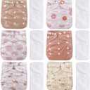 12 Set Reusable Adjustable Cloth Diapers for Newborn to 0-3 Years, One Size Washable Pocket Nappy Covers for Baby Girl and Boy,6 Pack Cloth Diapers+6pcs Microfiber Inserts(Pink)