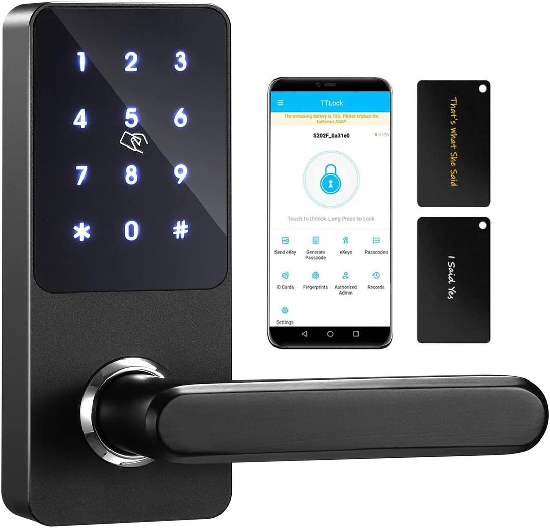 BBEN Keyless Entry Door Lock with Right Handle,Touchscreen Keypad,Electronic Digital Bluetooth Smart Biometric Door Lock,Auto Lock,App Control,Front Door Lock for Home Apartment Office