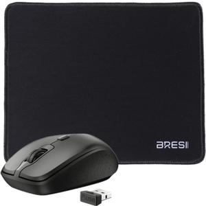 BreSii Ergonomic Bluetooth Mouse and Mouse Pad for Laptop, Silent Mouse with 3-Levels DPI, USB Nano Receiver for Android PC Notebook Computer Mac-Black