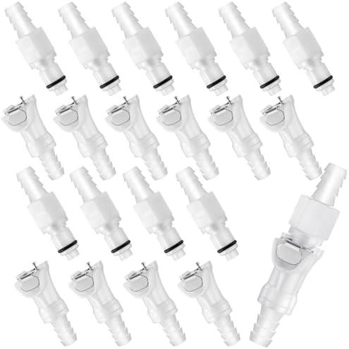 Chunful 20 Pcs 3/8" Quick Disconnect Connect Hose Barb Insert Fittings Plastic Male Female Coupling Connector 10 Female and 10 Male Connectors