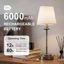 Table Lamps, Rechargeable Cordless Lamp with 6000mAh Battery Operated, 3 Colors Stepless Dimming LED Adjustable Wireless Lamp for Restaurant Home Dinner Dining Kitchen Outdoor Patio Bedside