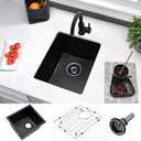 13 Inch Black Bar Sink Undermount-VASOYO 13x15 Bar Sink Under Mount Quartz Composite Bar Prep Outdoor Rv Small Kitchen Sinks Single Basin with Bottom Grid