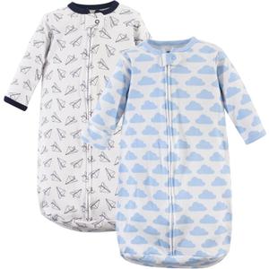 Hudson Baby BabyCotton Long-Sleeve Wearable Sleeping Bag, Sack, Blanket (3-9 Months, Paper Airplane)