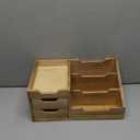 Liry Products Rustic Wooden Desktop Organizer Office Supplies Brown Tabletop Storage Cabinet Stepped Rack Multiple Compartments 2 Tier Drawers Makeup Accessory Jewelry Sorter Display Box Home Office, 32x16x21 CM