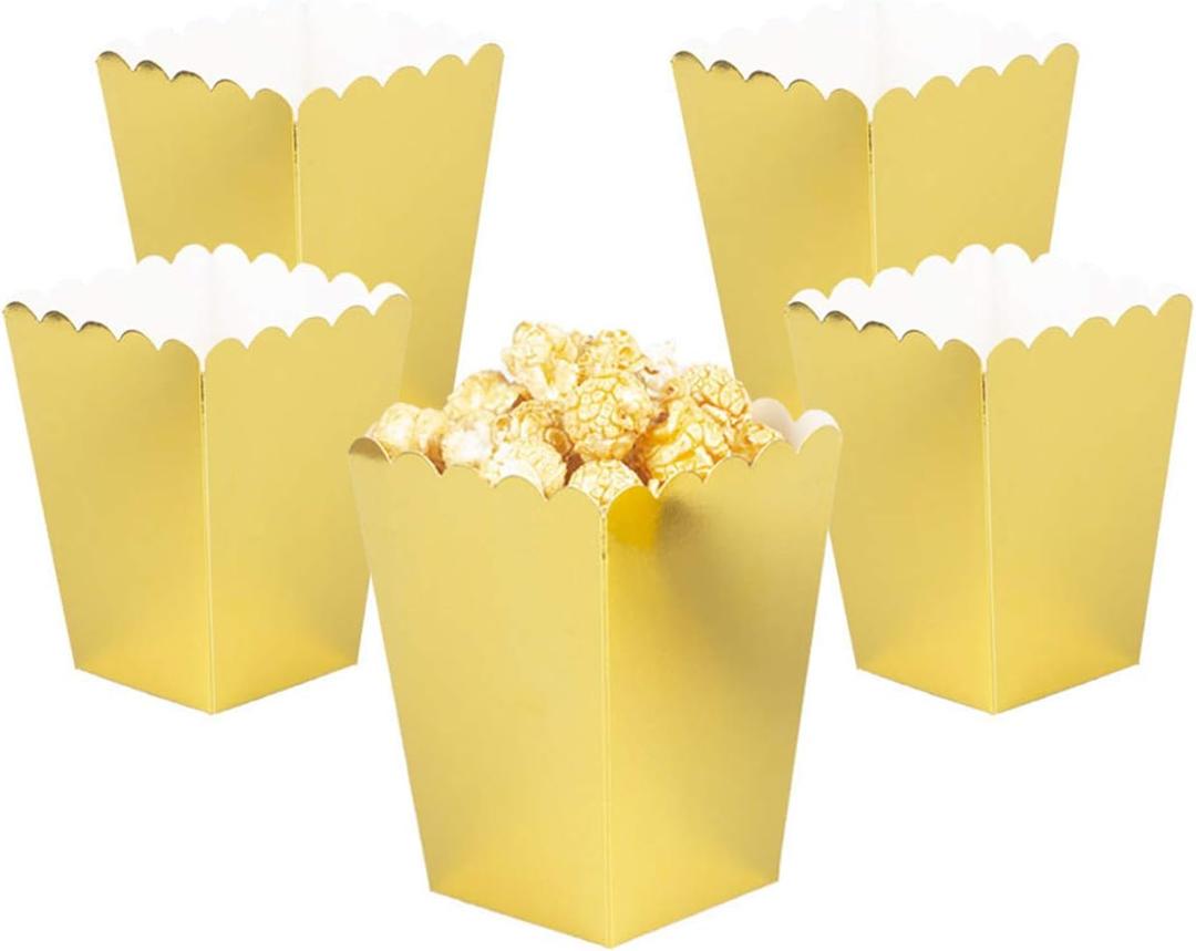 YESON Gold Popcorn Boxes Mini Paper Popcorn Box for Party,Pack of 36