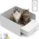 UBPET Open Top Self Cleaning Litter Box, Large Capacity Automatic Litter Box with APP Control,Odor Control, Anti-Pinch, Automatic Cat Litter Box for Multiple Cats