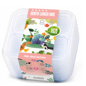 Honeydak 8 Pcs Snack Box Containers Set, Reusable 4 Compartment Bento Snack Boxes Divided Meal Prep Containers Food Storage Stackable for Adults Work Travel