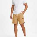 BUXKR Men's Lightweight Athletic Shorts Loose Fit Workout Shorts with Pockets for Gym Training and Sports, Quick-Dry Summer (Beige, M)
