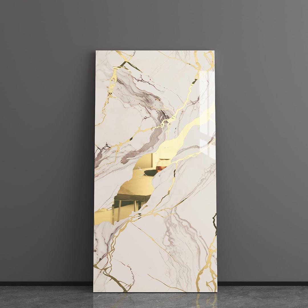Haimin Wall Panels Peel and Stick 10 Pieces 23.6x11.8in (19.4 Sq. Ft. Coverage) Lightweight Backsplash Marble Look Tile (not Real Marble) Ideal for Kitchen Bathrooms Living Rooms Bedrooms