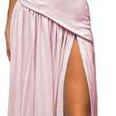 Women Strapless Corset Asymmetrical High Split Flowy Maxi Dresses Evening Gown Wedding Guest Dress with Scarf (S)