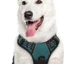 Eagloo Dog Harness Large Breed, No Pull Service Vest with Reflective Strips and Control Handle, Adjustable and Comfortable for Easy Walking, No Choke Pet Harness with 2 Metal Rings, Dark Green, XL