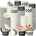 Honeydak 150 ml/ 5 oz Ice Cream Cups for Party Small Ice Cream Cups Disposable Treat Paper Dessert Snacks Sundae Container Wedding Birthday Party Supplies(Black White,400 Pack)