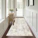 Capslpad 2x6 Beige Abstract Hallway Runner, Ultra Soft Fabric Washable Runner Rug, Non-Slip Rubber Backing, Stain Resistant Low Pile Runners for Hallways, Kitchen, Entryway, Bedroom, Laundry