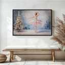 XWNLTEPK Snowy Ballet Christmas Tree Canvas Print Poster Wall Art Wall Decor Winter Atmosphere Poster Suitable for Living Room Bedroom Farmhouse Home Decor Christmas Snow Pine Tree (8x12in Black Framed, A06)