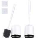 Lefree 2 Pack Silicone Toilet Bowl Brush and Holder Set with Ventilated Holder, Floor Standing & Wall Mounted Toilet Scrubber